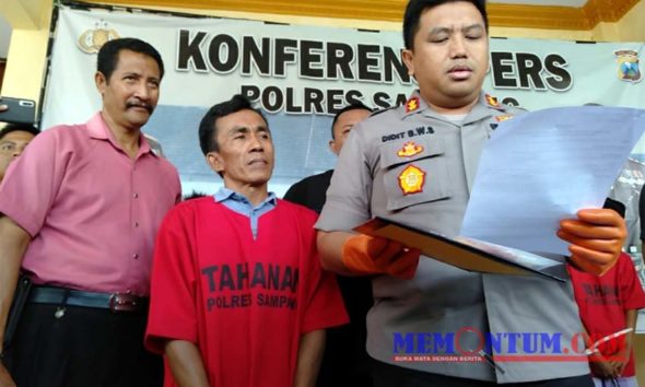 Supardi (tengah) tersangka pengedar sabu yang berhasil ditangkap Timsus Satresnarkoba Polres Sampang. (zyn)